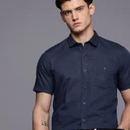 Louis Philippe Jeans Linen-Cotton Slim Fit Formal Shirt-image-1