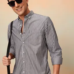 Mast & Harbour Men Standard Striped Pure Cotton Casual Shirt-picture-38
