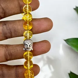 Gems Guru Adults Yellow Crystals & Buddha Charm Studded Bracelet image 5