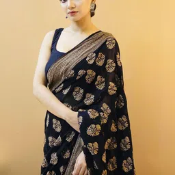 Moda Rapido Ethnic Motifs Zari Silk Blend Handloom Banarasi Saree-picture-13