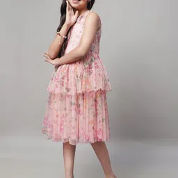 JAKANARY Floral Print Net Fit & Flare Dress image 4