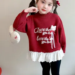 LULU & SKY Girls Typography Pullover with Embroidered Detail-picture-19