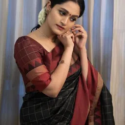 ZILVIRA Checked Designer Fashion Saree With Unstiched Blouse Piece image 3