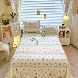 JC HOME Beige & Blue Floral Printed 220 TC Cotton King Bedsheet Set 2.0 m x 2.3m-picture-14