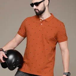 MERRIMENT Men Geometric Printed Polo Collar Cotton T-shirt-picture-28