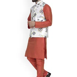 B BEN Men Regular Pure Silk Kurta with Pyjamas image 3