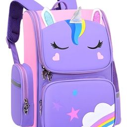 Bembika School Bag for Boys and Girls Travel Schoolbag Perfect Book Bag Casual Backpack for Kids Unicorn Purple- Height 16 Inches-picture-10