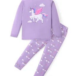 Unicorns Cotton Knit Full  Sleeves Sleepy Unicorn Printed Night Suit - Purple & Lavender-picture-27
