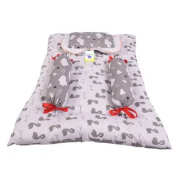 Babytoons Baby Bedding Set New Born Gaddi with Pillows (0-6 Months) Grey-picture-27