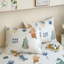 JC HOME White & Green Graphic Printed Cotton 220 TC Queen Bedsheet Set 1.8 m x 2.3 m image 5