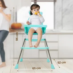 fab n funky 3 Point Safety Harness High Chair with Cushion - Light Blue image 2
