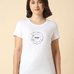 Van Heusen Women Typography Printed Round Neck Cotton Relaxed Fit T-shirt-picture-27