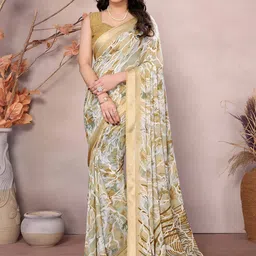 Peachmode Floral Printed Satin Saree-picture-14