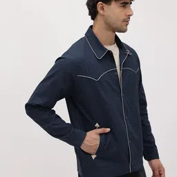 The Roadster Life Co. Spread Collar Pure Cotton Tailored Jacket with Contrast Piping image 2