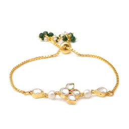 Ruby Raang Girls Brass Kundan Handcrafted Gold-Plated Wraparound Bracelet image 2