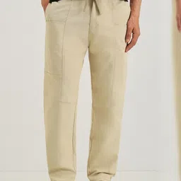 Banana Club Men Ecru Drawstring Panel Regular Fit Cargo image 4