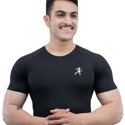Athflex Men Solid Round Neck Compression T-Shirt image 1