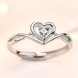 KARISHMA KREATIONS Set Of 2 Silver-Plated Cubic Zirconia-Studded Adjustable Finger Rings-image-38