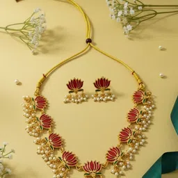 FIMBUL Gold-Plated Beaded Studded Jewellery Set-picture-27