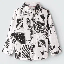 INFINITY Twill Cotton Full Sleeves Abstract Printed Shirt - White-picture-14