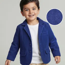 Babyhug Woven Full Sleeves Solid Party Blazer - Navy Blue-picture-13