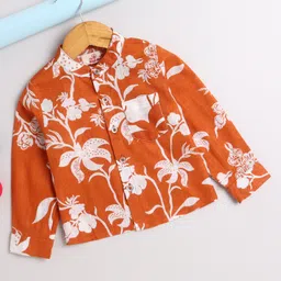 The Magic Wand Cotton Woven Full Sleeves Floral Printed Shirt - Rust-picture-12