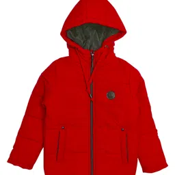 OKANE Woven Full Sleeves Solid Hooded Padded Jacket - Red-picture-11
