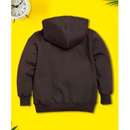 NUSYL Fleece Full Sleeves Cool Boy Text Printed Hoodie  - Brown image 3