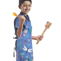 Right Gifting Satin Apron For Kids With Centre Pocket & Adjustable Waist - Blue image 3