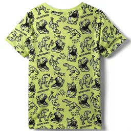 Pine Kids Single Jersey Knit Half Sleeves Co-ords Night Suit With Dino Print - Green image 3