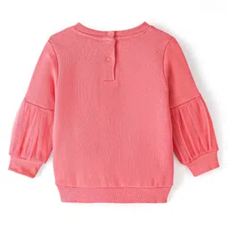 Babyoye Eco Conscious Cotton Fleece Full Sleeves Brushed Sweatshirt With Floral Applique - Pink image 4