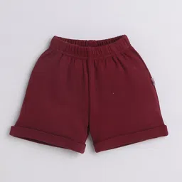 BUMZEE Full Sleeves Solid & Moustache Printed 3 Piece Shirt With Shorts - Maroon & White image 5