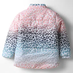 Primo Gino Woven Full Sleeves Hooded Padded Jacket With Cheetah Print Design & Detachable Hood - Pink image 4