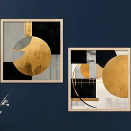 WALLLANE Brown Set of 2 Piece Wood Abstract Boho Wall Paintings image 4