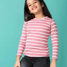 V-Mart Girls Striped Round Neck T-shirt image 2