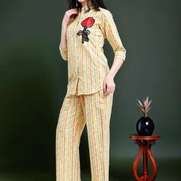 Anouk Embroidered Pure Cotton Shirt Collar Tunic & Trousers Co-Ords image 2