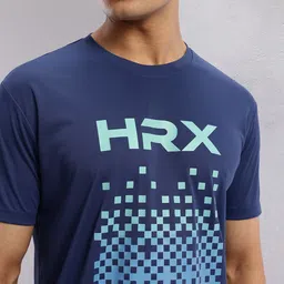 HRX by Hrithik Roshan Brand Logo & Geometric Print Rapid-Dry Training T-shirt image 3