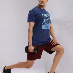 HRX by Hrithik Roshan Brand Logo & Geometric Print Rapid-Dry Training T-shirt image 2