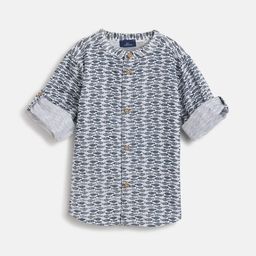 Chicco Boys Relaxed Fit Band Collar Conversational Printed Cotton Casual Shirt-picture-40