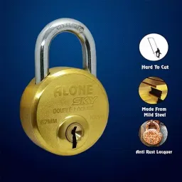 ALONE LOCKS 67 mm Alloy Steel ‎Gold Antique 4 Keys Door Double Locking Padlock (Pack of 3) image 3