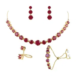 Sitashi Gold-Plated Alloy American Diamond Necklace & Earrings-picture-30