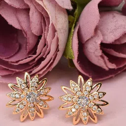 MEIRA JEWELLERY Artificial Stones Studded Floral Shaped Studs-picture-25
