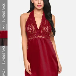 FIMS Pack of 2 Self Design Net Baby Dolls-image-88