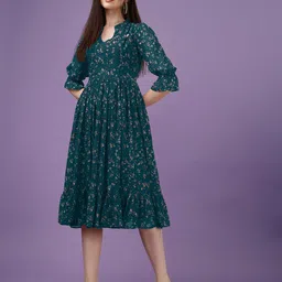 Fashion2wear Floral Print Georgette A-Line Midi Dress-picture-34