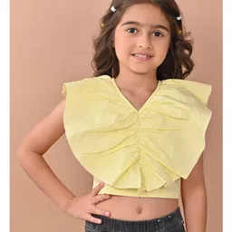 Lilpicks Couture Sleeveless Solid Ruffle Detailed Crop Top - Yellow-picture-14