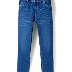 Pine Kids Denim Woven Full Length Washed Jeans - Navy Blue-picture-18