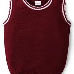Babyhug Knit Sleeveless Solid Color Pullover Sweater Vest - Maroon-image-36