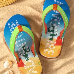Pine Kids Flip Flops With Text Print - Blue-image-34