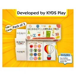 KYDS PLAY Beginner's Learning 3 Set of 36 Double Sided Flash Cards, Marker Pen, Stickers, Colouring Sheets-picture-13
