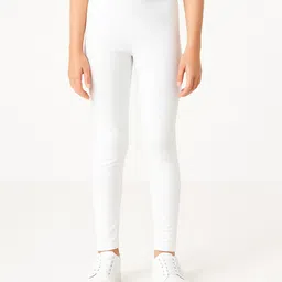 Charm n Cherish Cotton Blend Knit Solid Leggings - White-picture-11